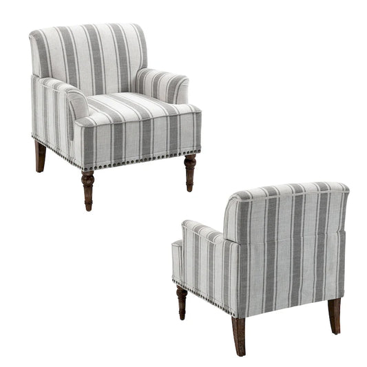 Set of 2 Traditional Upholstered Stripe Accent Chair for Living Room