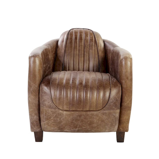 Acme Furniture Brancaster Top Grain Leather Retro Brown Arm Chair