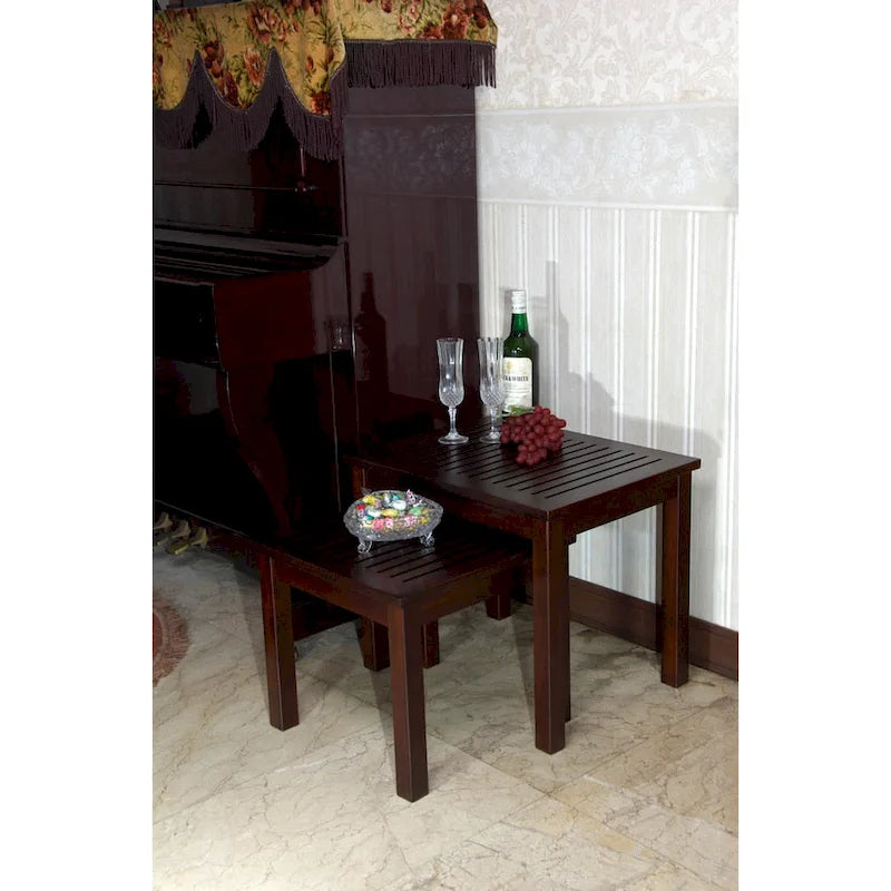 Handmade D-Art Dark Brown Mahogany Nesting Table Set (Indonesia)