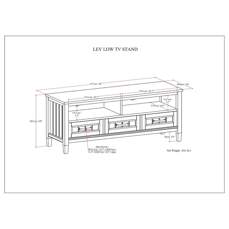 WYNDENHALL Rowan SOLID WOOD 50 Wide Contemporary TV Media Stand in Smoky Brown For TVs upto 55 inches - 16 d x 50 w x 20 h