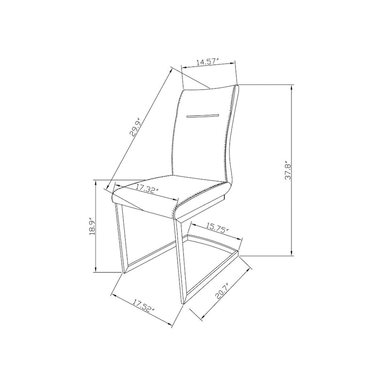 Somette Kalie Cantilever Side Chair with Highlight Stitching, Set of 2