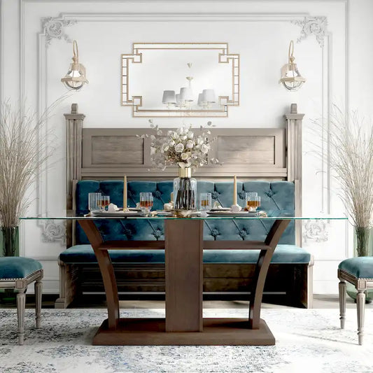 Tavolo da pranzo Furniture of America Bind contemporaneo con piano in vetro da 72 pollici, colore ciliegio