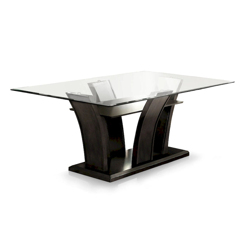 Tavolo da pranzo Furniture of America Bind contemporaneo con piano in vetro da 72 pollici, colore ciliegio