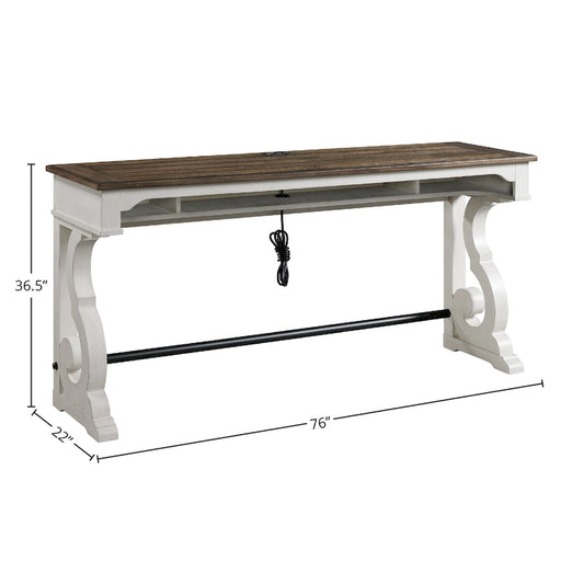 Drake Sofa Bar Table by Intercon, Two-Toned Rustic White and French Oak Finish