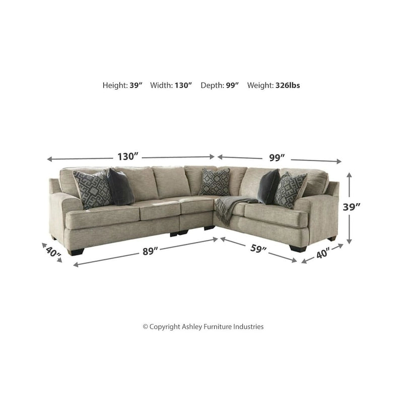 Bovarian 3-Piece Contemporary Stone Sectional