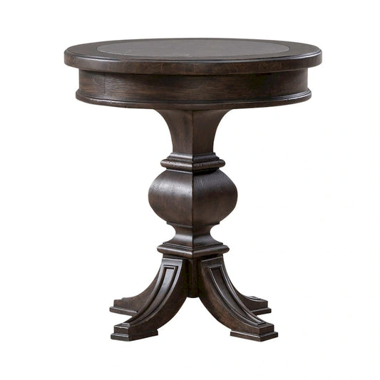 Paradise Valley Saddle Brown and Blue Stone Round Chairside Table