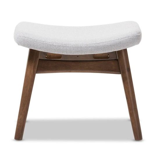 Baxton Studio Mid-Century Light Grey Fabric Upholstered Footstool