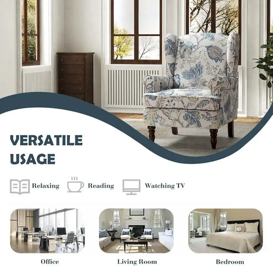 Epimethis Traditional Fabric Accent Armchair with Turned Legs Set of 2 by HULALA HOME