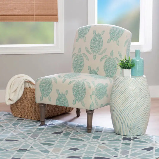 Terrapin Upholstered Turtle Pattern Accent Chair