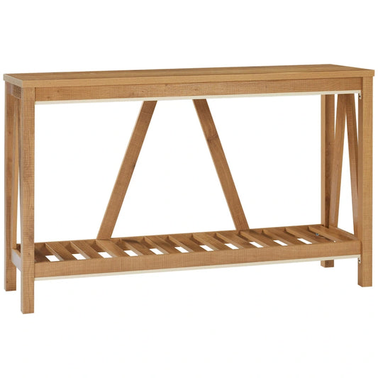 HOMCOM Farmhouse Console Table with Storage Shelf
