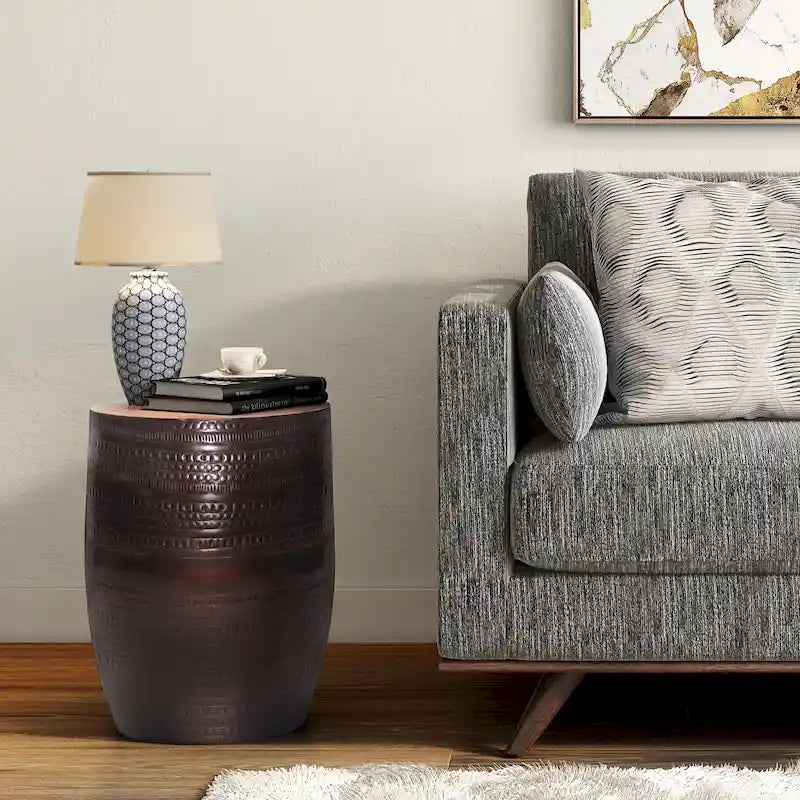 WYNDENHALL Jean 15 Wide Tribal Pattern Metal Accent Table & Assembled - 15 w x 15 d x 20 h