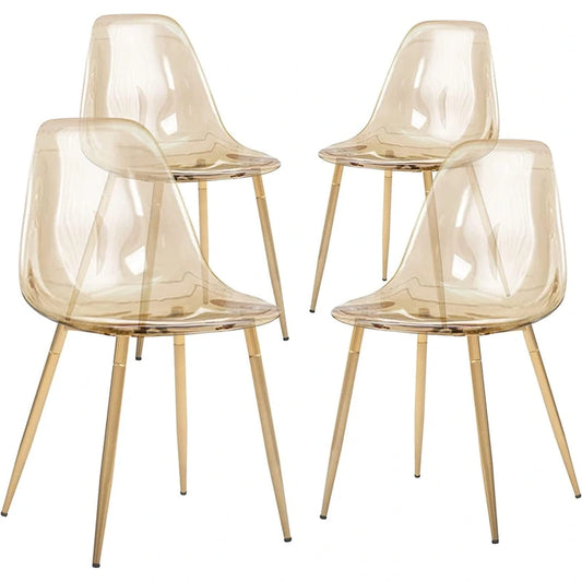 Modern Kitchen Dining Side Chair with Metal Legs, Set of 4, Amber