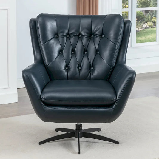 Cleveland Tufted Faux Leather Swivel Chair by Greyson Living
