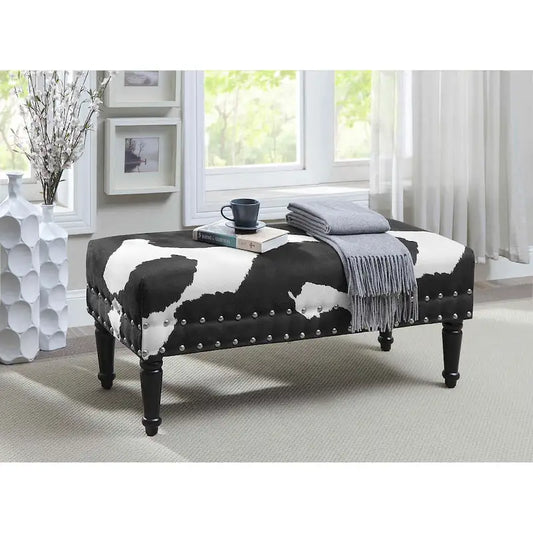 Convenience Concepts Designs4Comfort Cow Print Bench with Nailheads