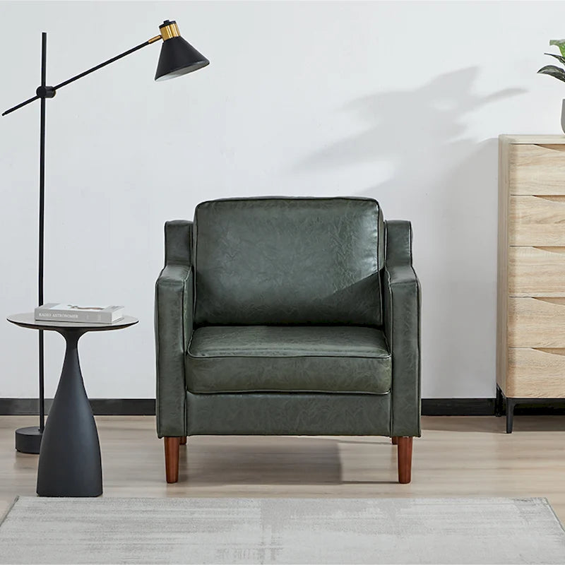 Sedona Modern Accent Chair, Faux Linen / Vegan Leather Armchair