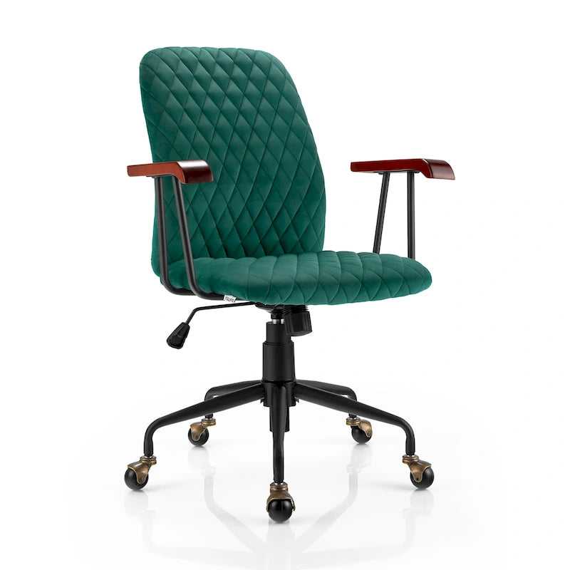 Velvet Swivel Home Office Desk Chair Adjustable Mid Back Leisure Chair