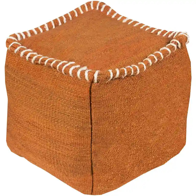 Solid Rosa Square Jute 18-inch Pouf