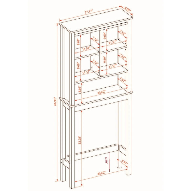 Mobiletto da bagno salvaspazio da sopra il WC in legno MDF bianco stile rustico
