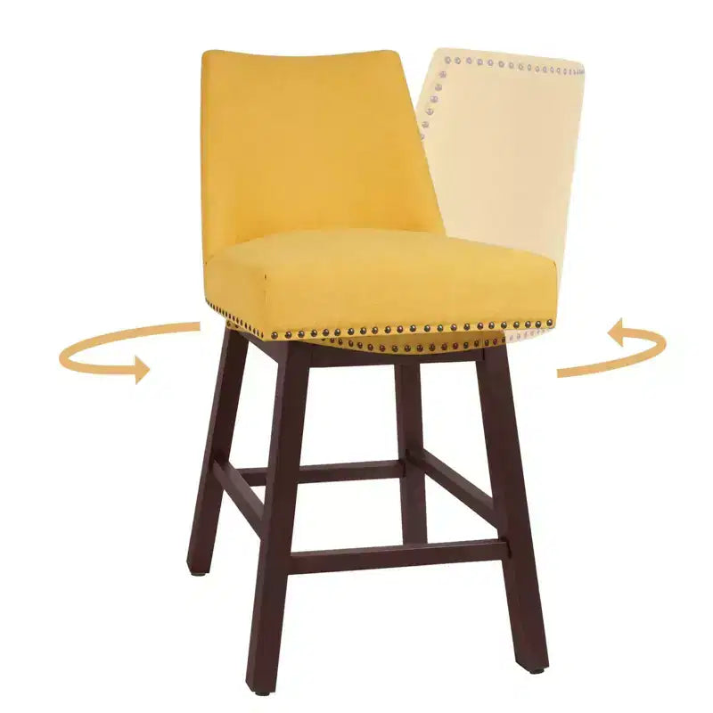 Hyleory 29.5'' Solid Wood Swivel Bar Stool(Set of 2)