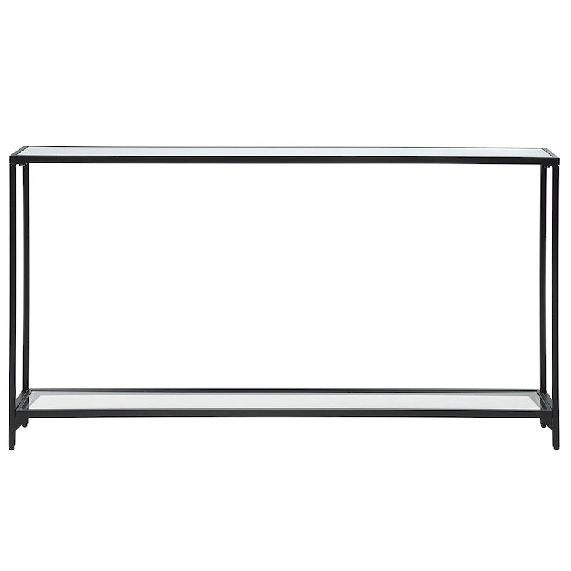 Copper Grove Metal and Tempered Glass Narrow Console Table