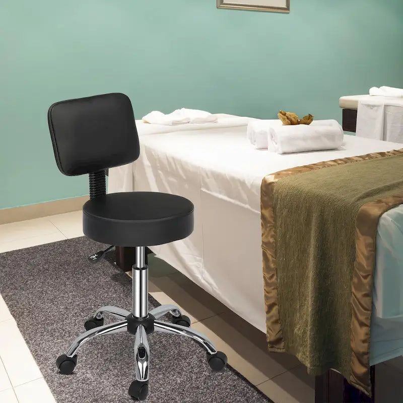 Drafting Chair Rolling Swivel Salon Stool with Back Support Foot Rest
