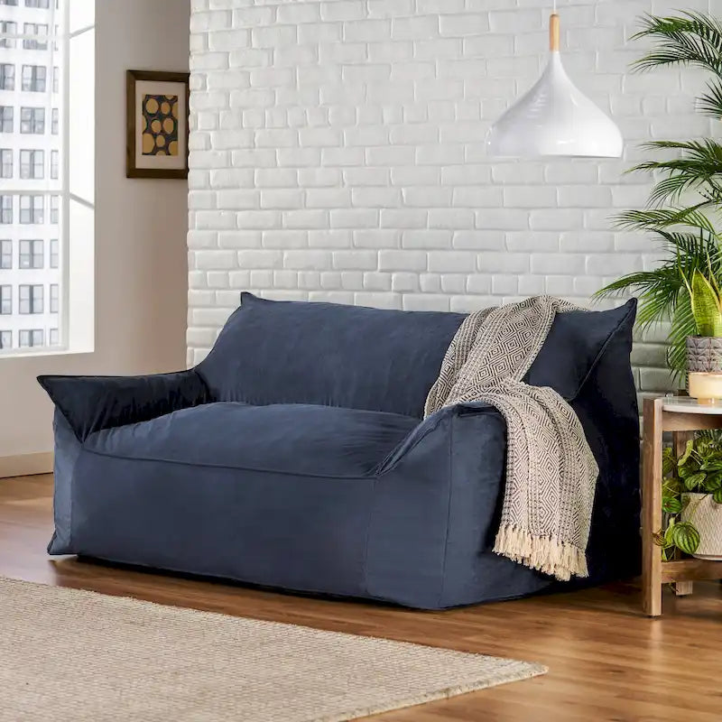 Velie Velveteen 2 Seater Oversized Bean Bag Chair with Armrests by Christopher Knight Home