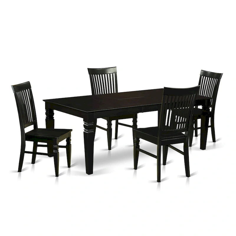 East West Furniture Dining Room Furniture Set- a Rectangle Kitchen Table and Dining Chairs, Black (Pieces Options)