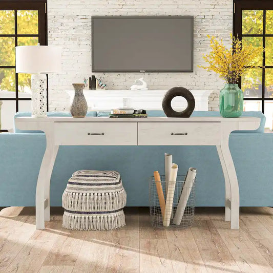Jessica Contemporary White Oak 70-inch 2-Drawer Console Table by Furniture of America