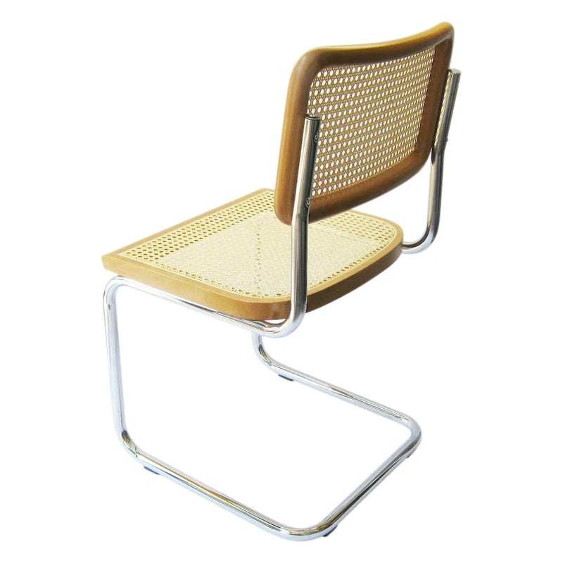 Breuer Chair Company Cesca Cane Dining Chair in Chrome and Honey Oak
