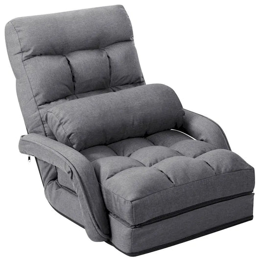 Folding Lazy Floor Chair Sofa with Armrests and Pillow - 22 x 26 x 29 (L x W x H)
