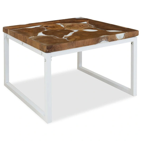 vidaXL Coffee Table End Table Side Table Living Room Furniture Teak Resin - 23.6 x 23.6 x 15.7 (L x W x H)