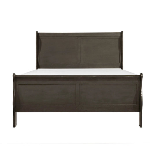 Letto a slitta Gage Traditional California King, struttura in legno, grigio tinto