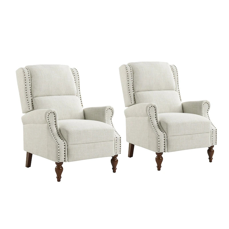 Terri Traditional Roll Arm Manual Recliner with Solid Wood Legs Set of 2 by HULALA HOME