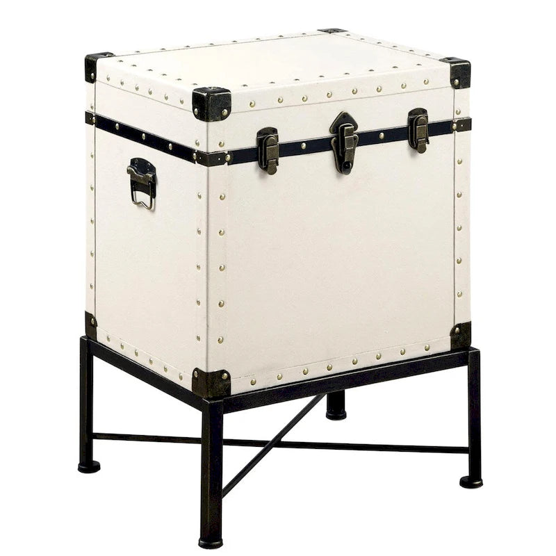 Traveler Design Trunk Style Accent StorageTable with Metal Frame
