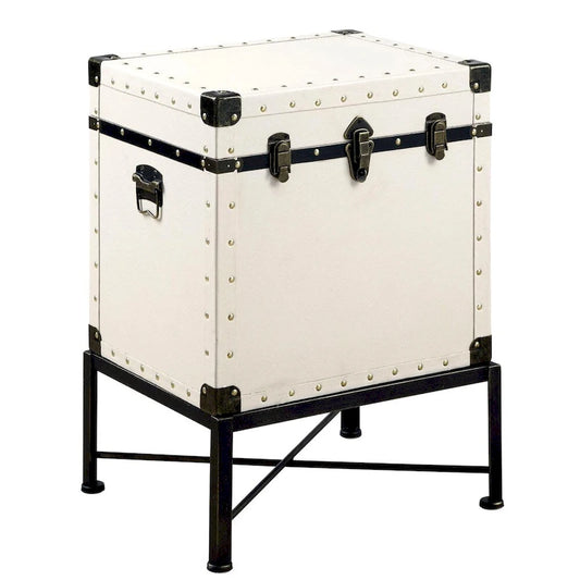 Traveler Design Trunk Style Accent StorageTable with Metal Frame