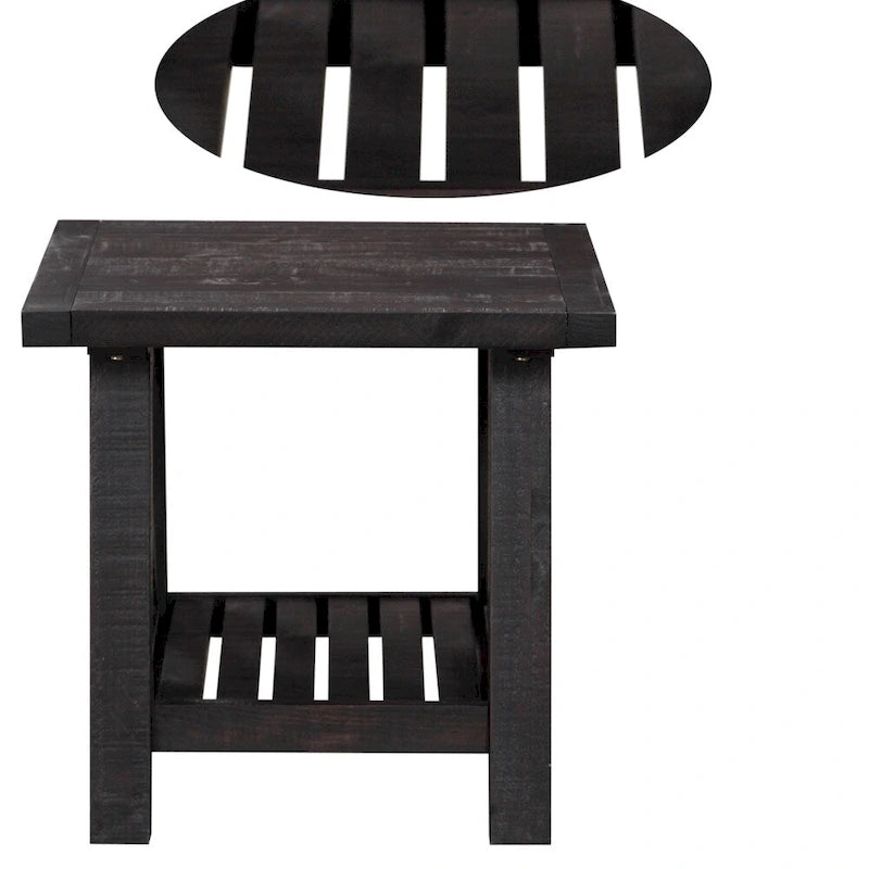 Pine Wood End Table with Exposed Hardware, Brown