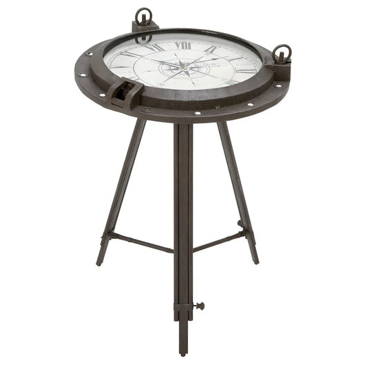 Casa Cortes Industrial Metal Round Clock Coffee Table