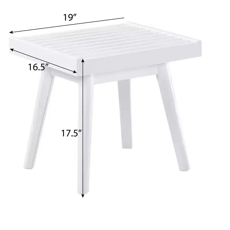 Panca a doghe in legno massello Larwich di Roundhill Furniture, 19 pollici di lunghezza, bianco