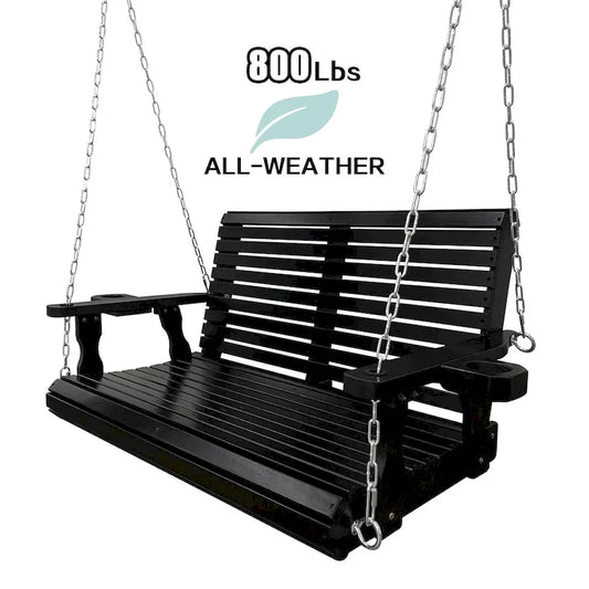 2 Person Solid Wood Porch Swing - N/A