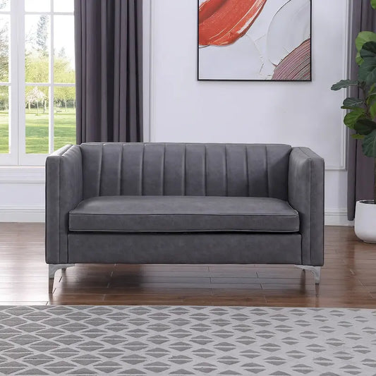 Morden Fort Modern 2 Pieces Sofa Set Loveseat and Sofa Couch with Technology Fabric and Metal Legs