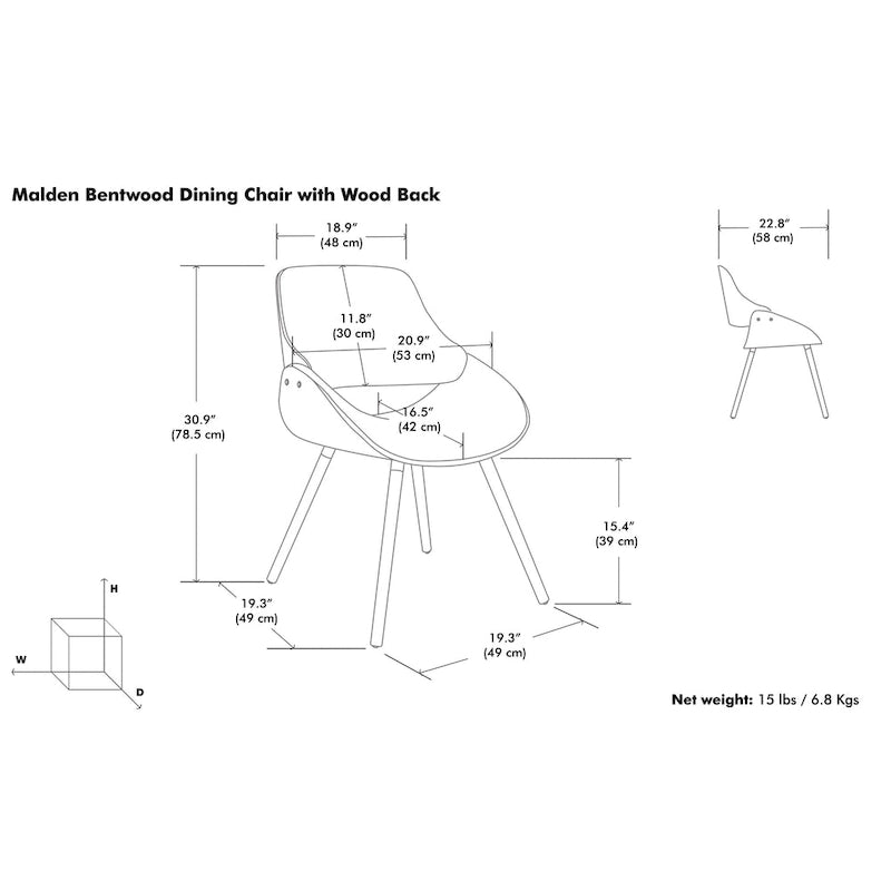 WYNDENHALL Malone Bentwood Dining Chair in Cream Faux Leather - 22.8 D x 20.9 W x 30.9 H