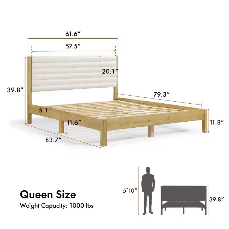 HOMES: Inside + Out Queen Belna Platform Bed with Boucle Upholstery