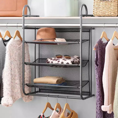 Whitmor Hanging 3 Shelf Closet Organizer Gray