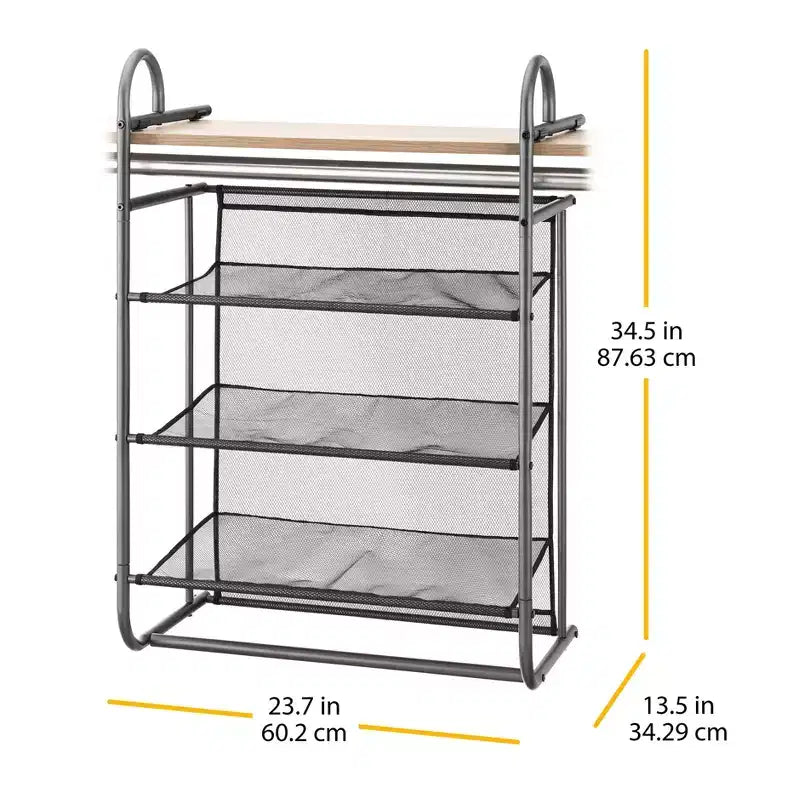 Whitmor Hanging 3 Shelf Closet Organizer Gray
