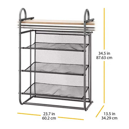 Whitmor Hanging 3 Shelf Closet Organizer Gray