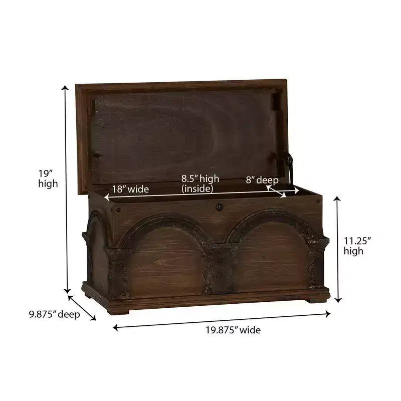 Household Essentials Baule Contenitore Piccolo in Legno Marrone ad Arco