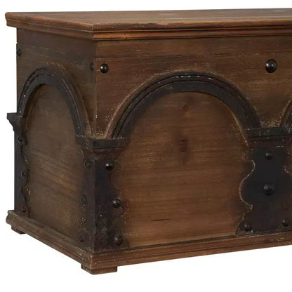 Household Essentials Baule Contenitore Piccolo in Legno Marrone ad Arco