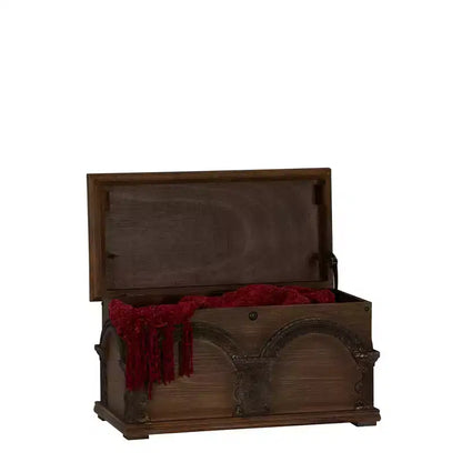 Household Essentials Baule Contenitore Piccolo in Legno Marrone ad Arco