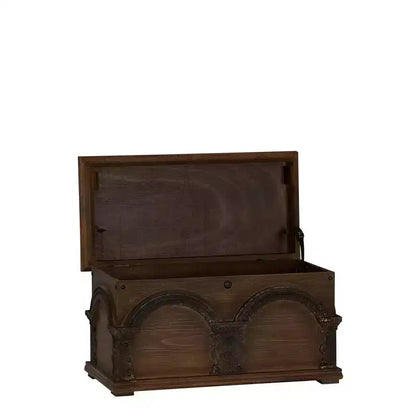Household Essentials Baule Contenitore Piccolo in Legno Marrone ad Arco