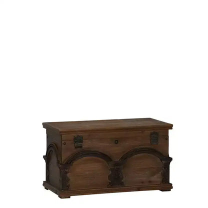 Household Essentials Baule Contenitore Piccolo in Legno Marrone ad Arco